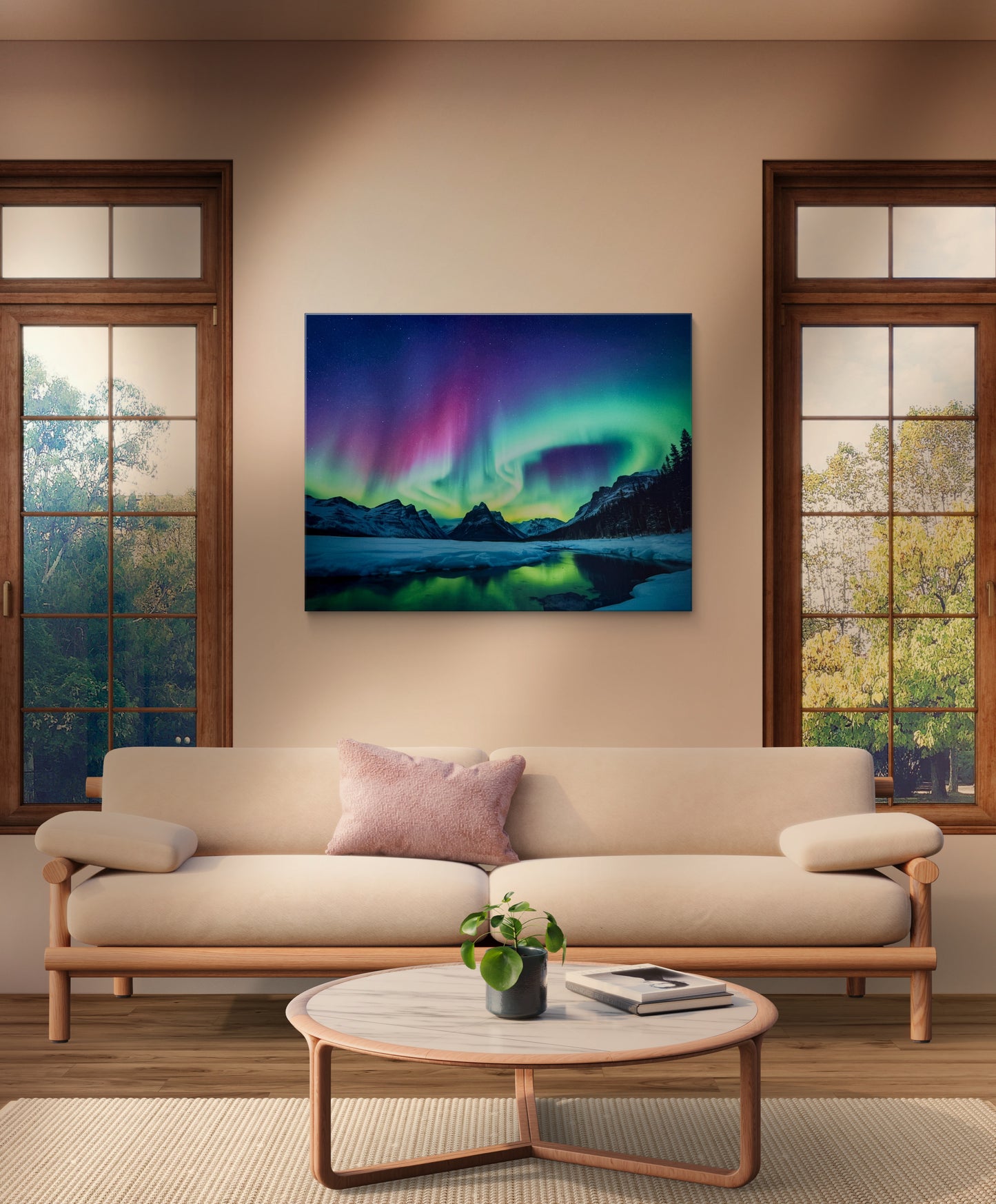 Northern Lights dancing above a majestic icy landscape