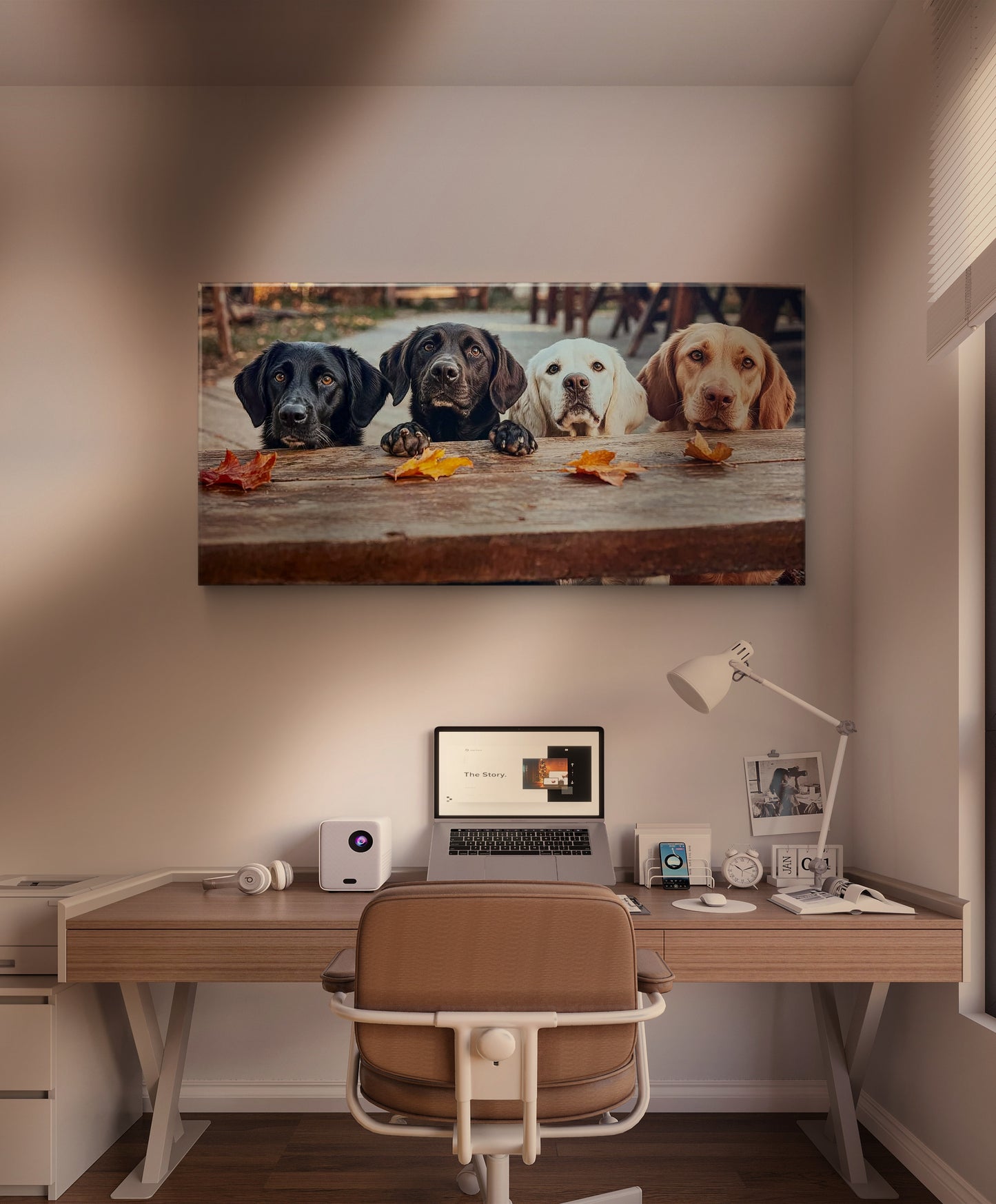 Four cute dogs wall arts print. Brand new fine canvas arts.