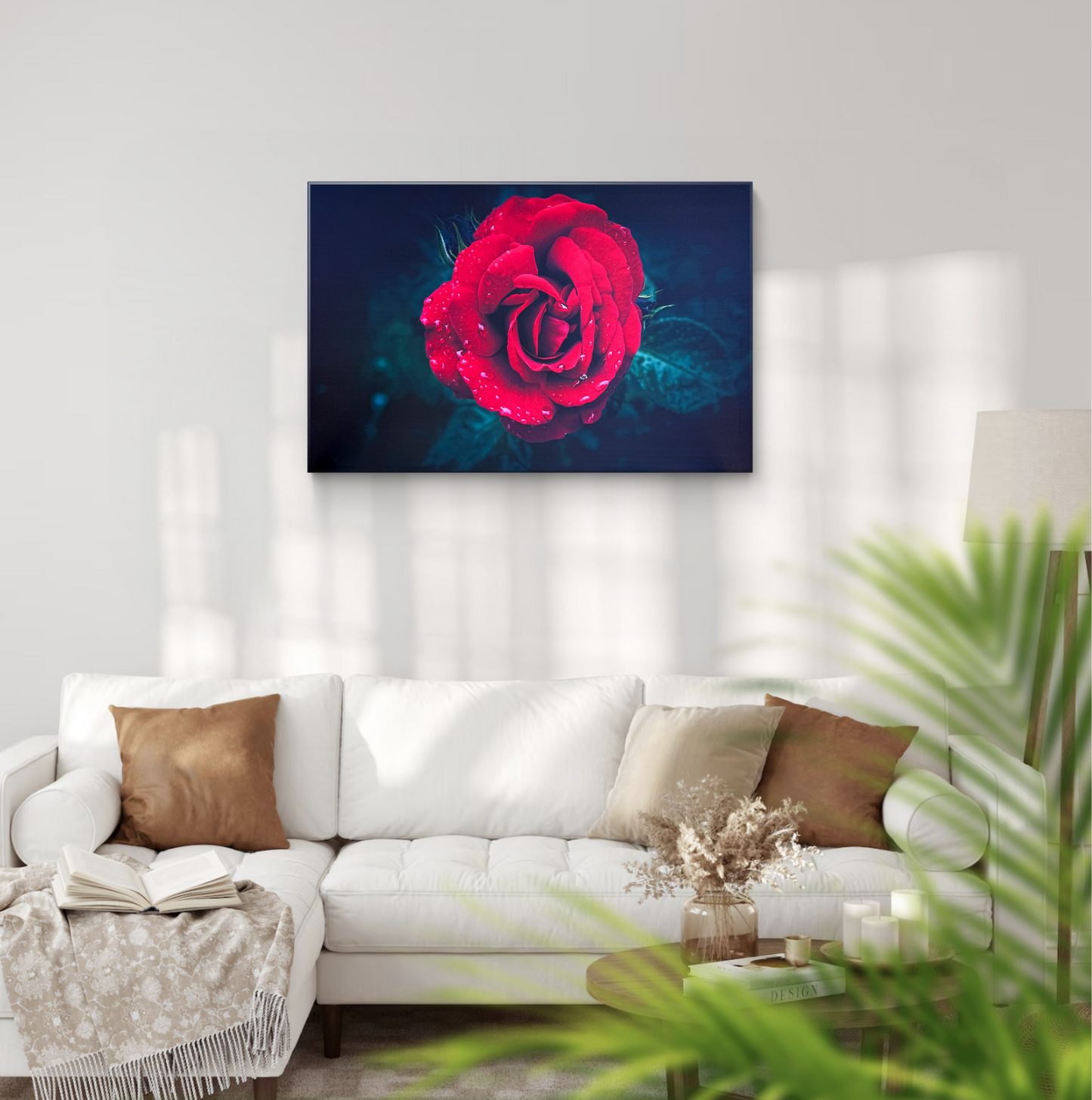 A single fully-bloomed red rose in vivid detail