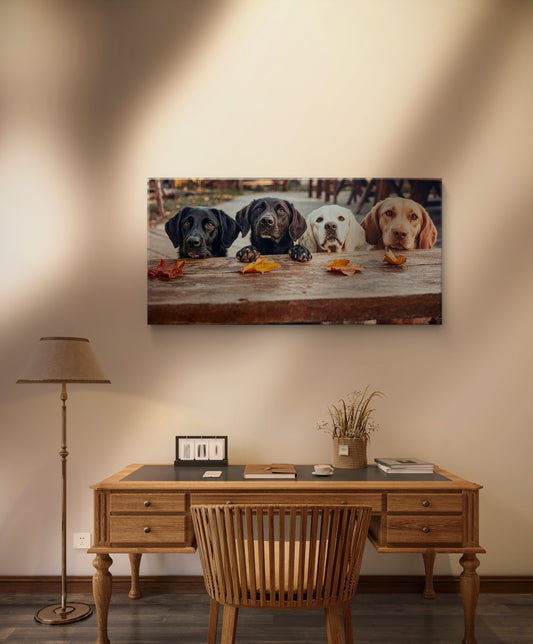 Four cute dogs wall arts print. Brand new fine canvas arts.