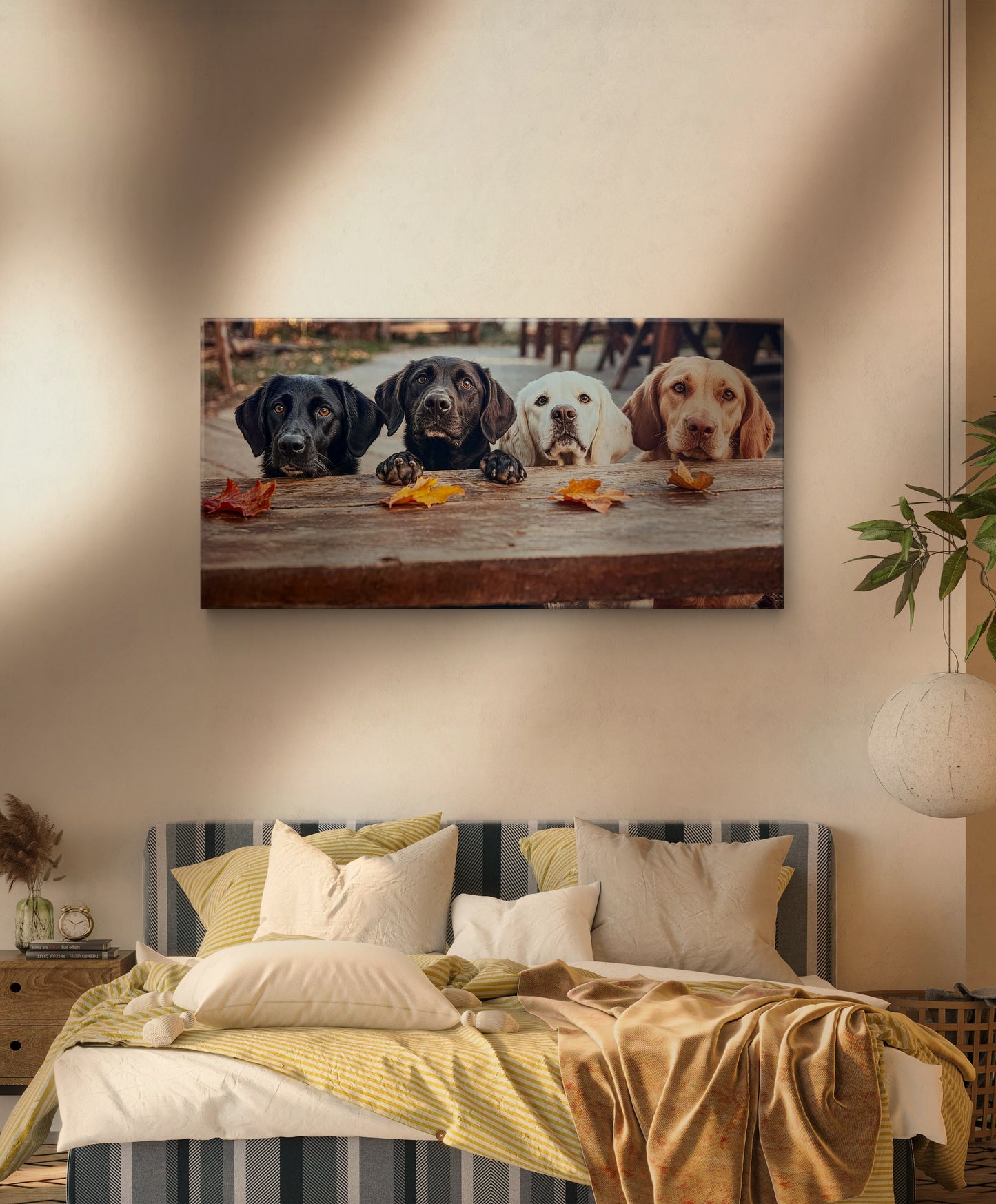 Four cute dogs wall arts print. Brand new fine canvas arts.
