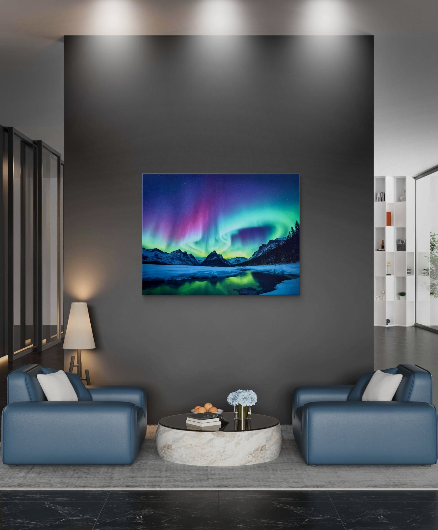 Northern Lights dancing above a majestic icy landscape