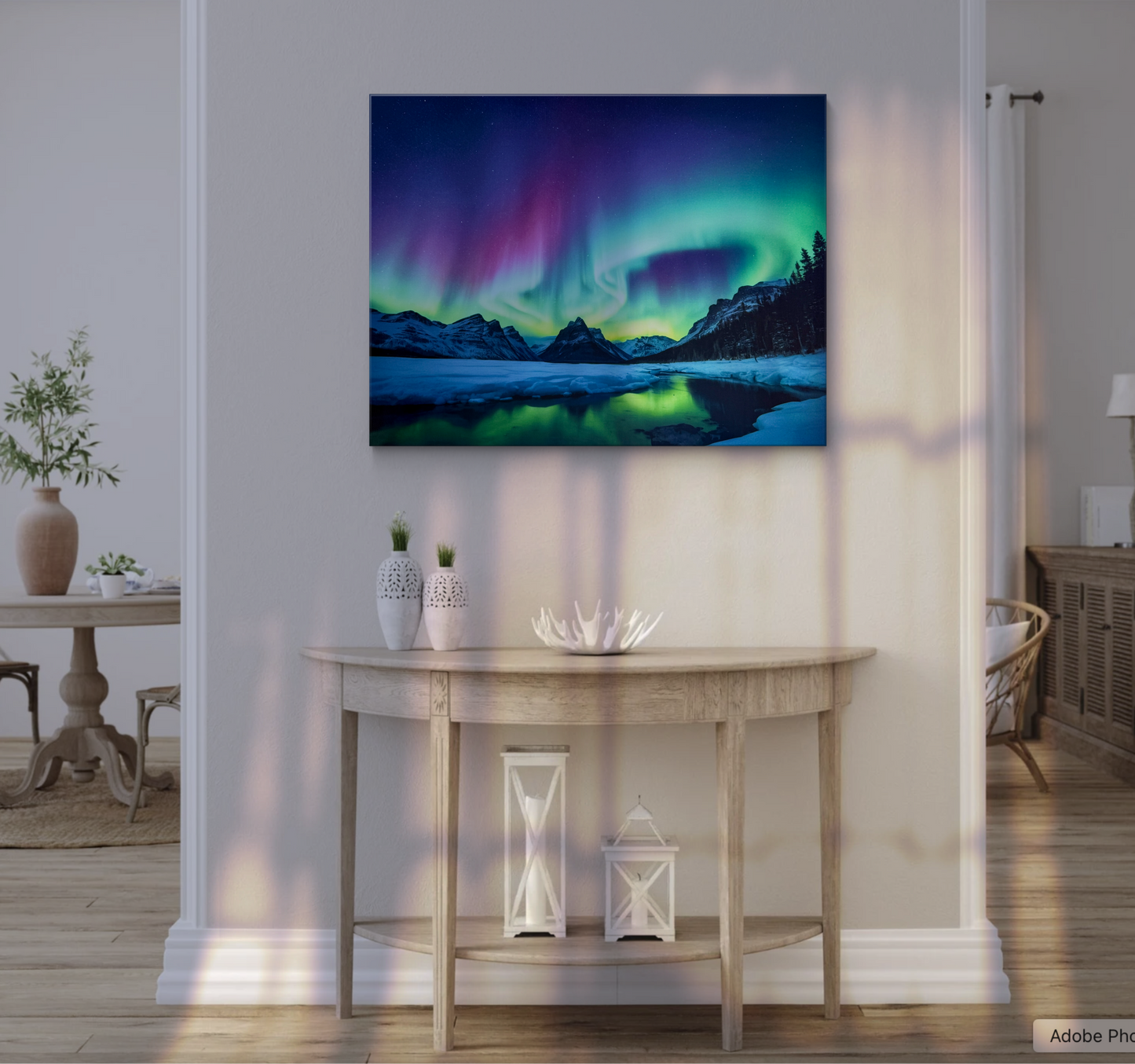 Northern Lights dancing above a majestic icy landscape