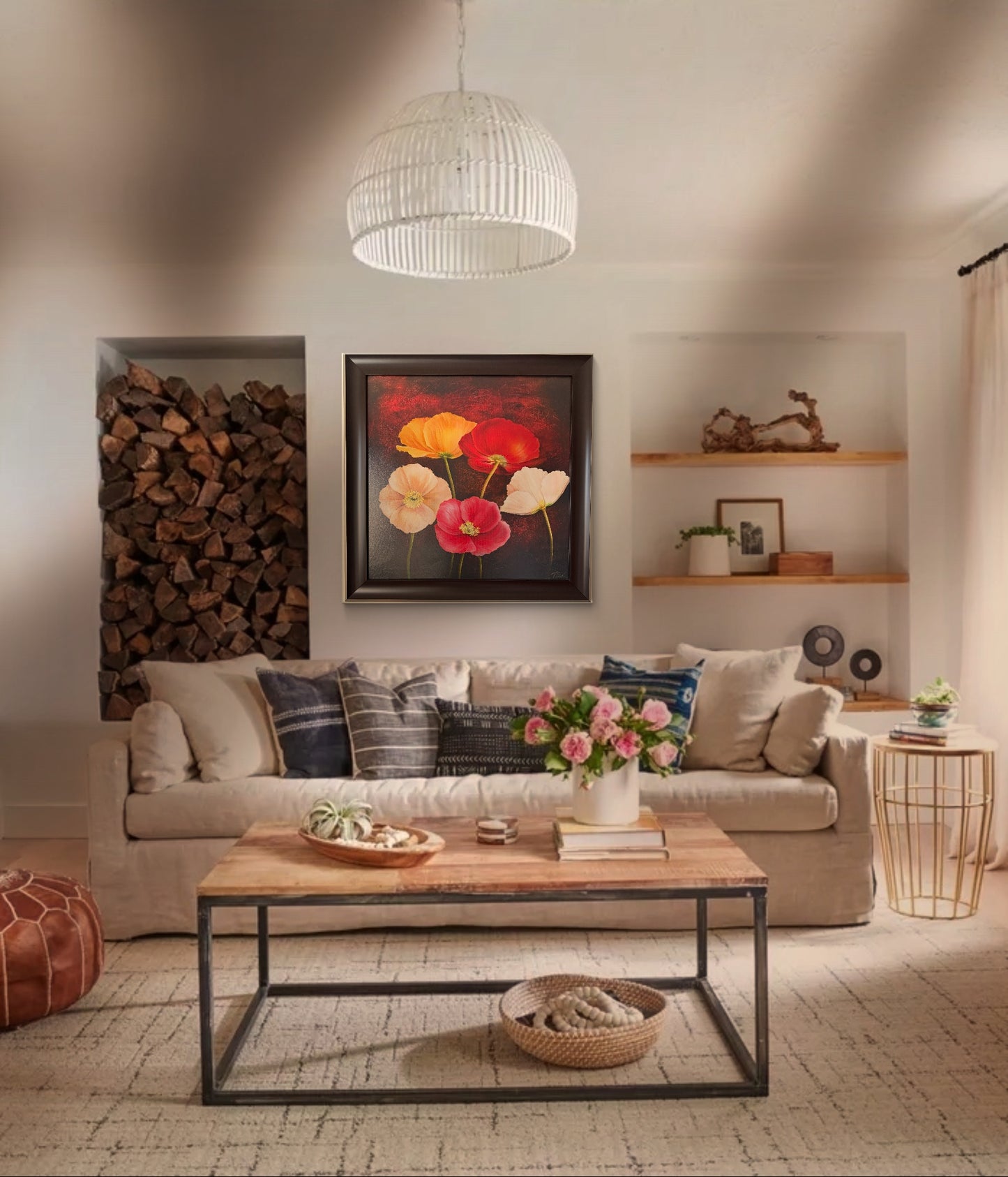 Bold colourful Poppy Flower Canvas Painting Canvas Wall Art Home Decor Canvas Mural