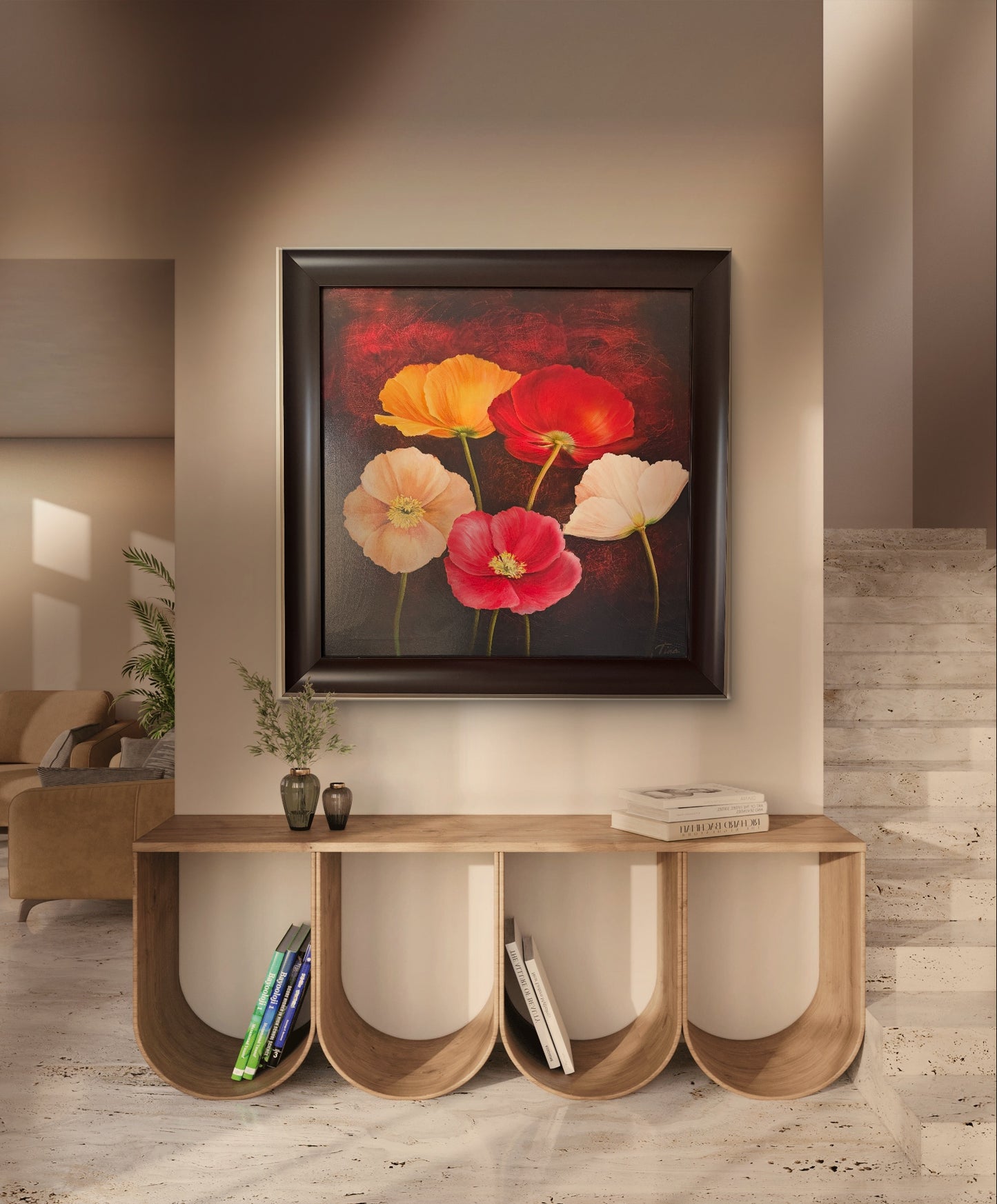 Bold colourful Poppy Flower Canvas Painting Canvas Wall Art Home Decor Canvas Mural