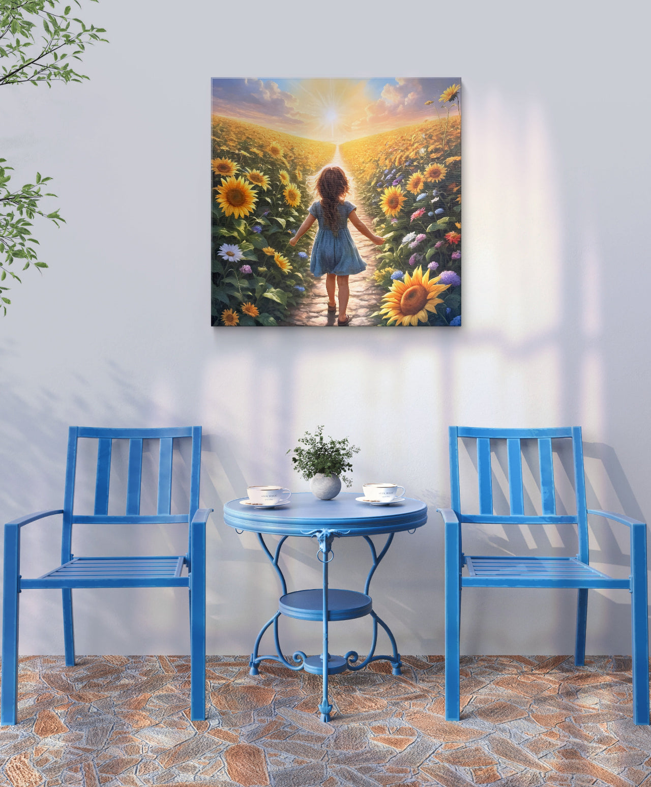 Sunflower Dream Print – Girl Walking Into Light, Growth & Childhood Wall Arts