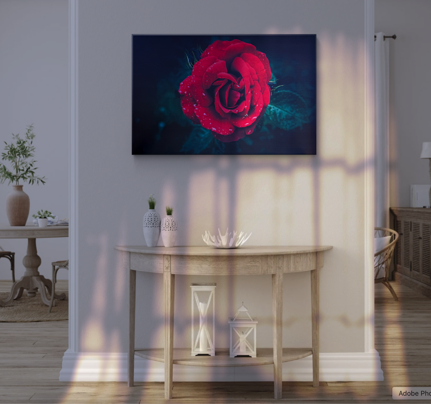 A single fully-bloomed red rose in vivid detail