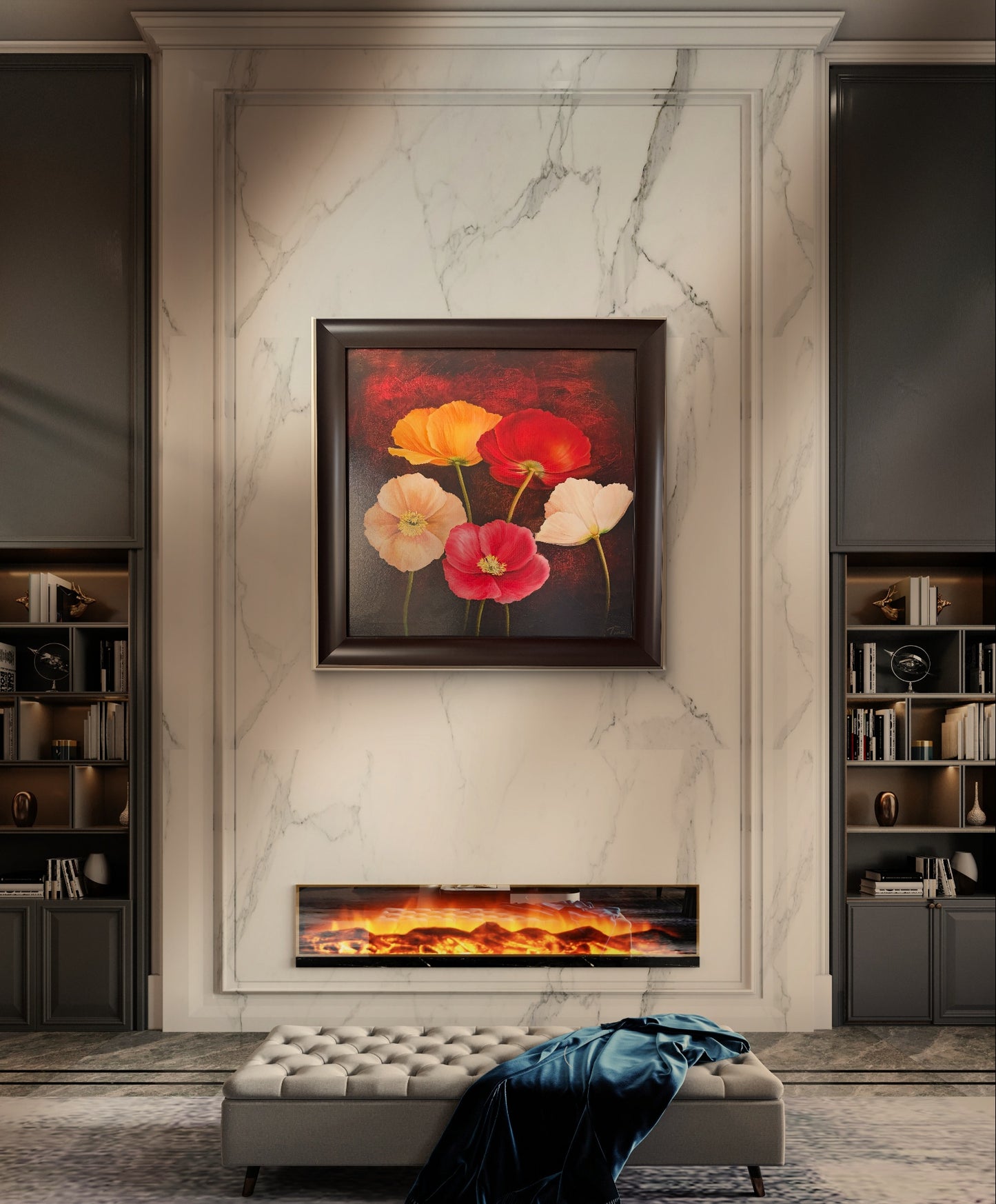 Bold colourful Poppy Flower Canvas Painting Canvas Wall Art Home Decor Canvas Mural