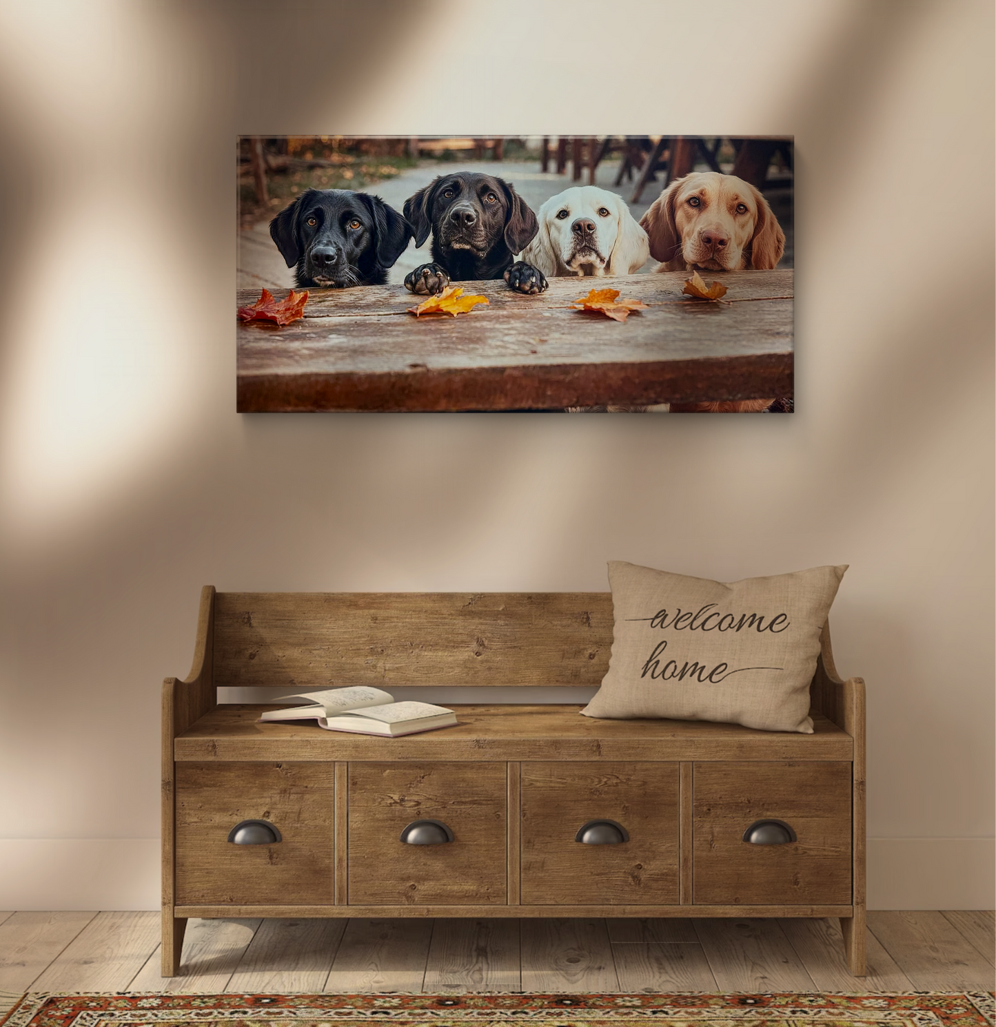 Four cute dogs wall arts print. Brand new fine canvas arts.