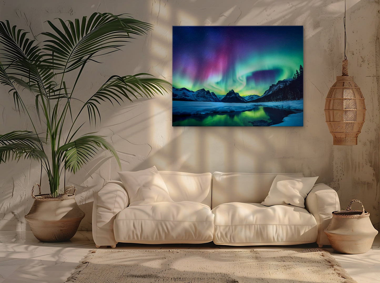 Northern Lights dancing above a majestic icy landscape