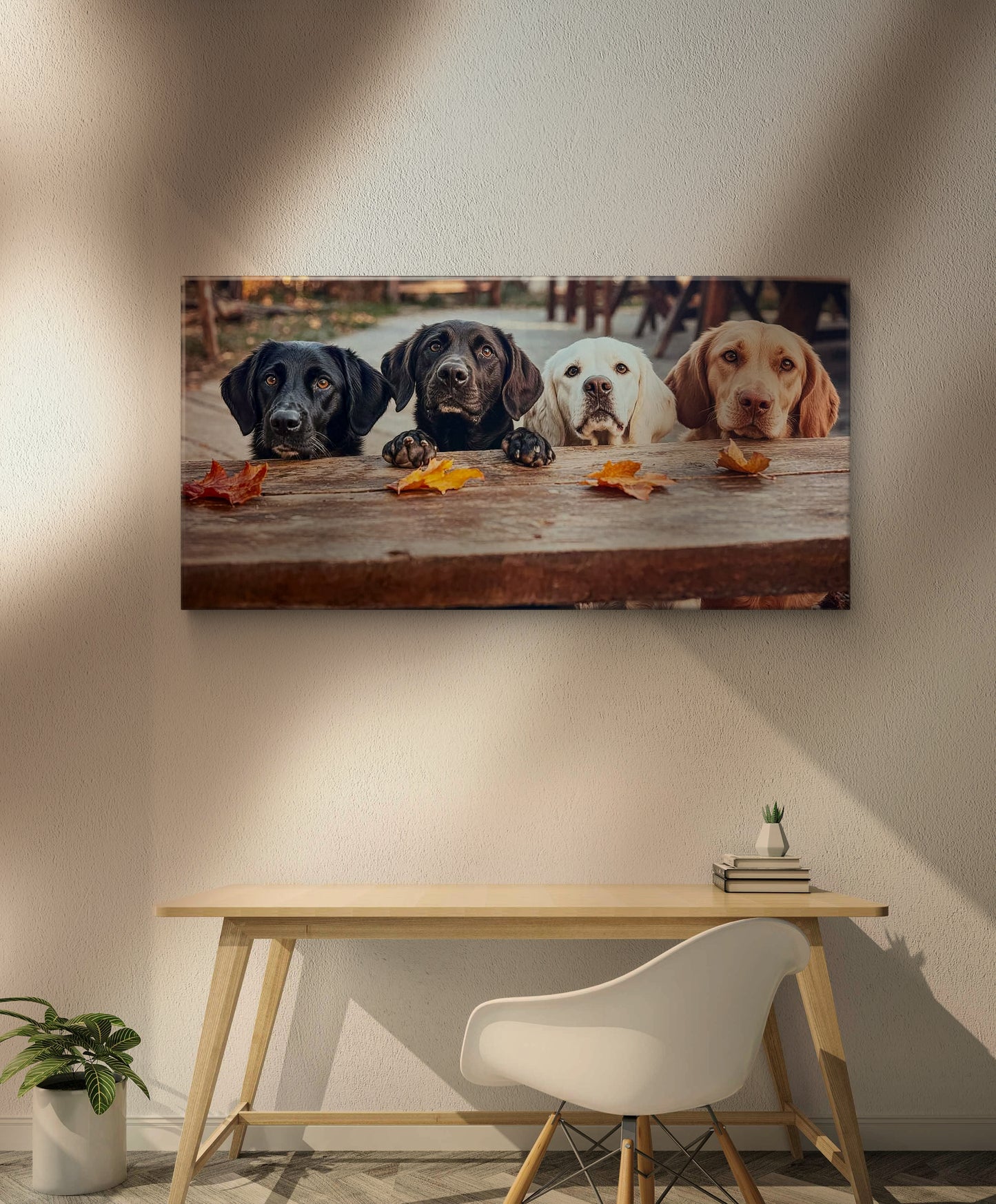 Four cute dogs wall arts print. Brand new fine canvas arts.