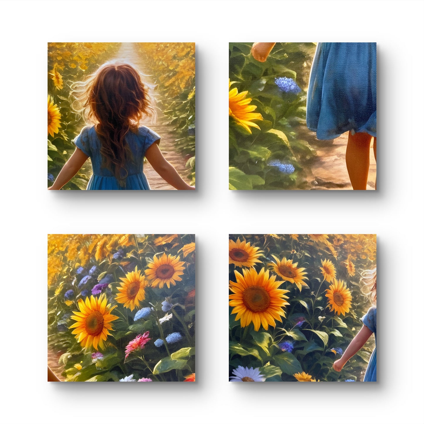 Sunflower Dream Print – Girl Walking Into Light, Growth & Childhood Wall Arts