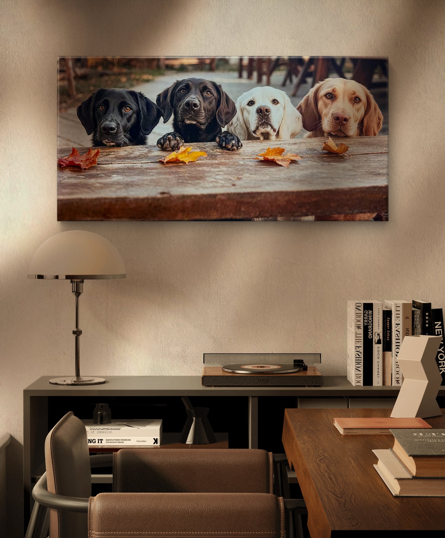 Four cute dogs wall arts print. Brand new fine canvas arts.